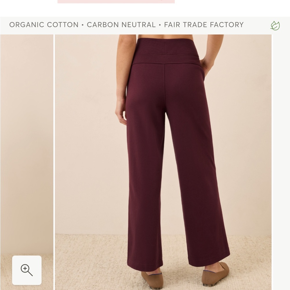 Pact Women's Burgundy Wide Leg Pants - Picture 2 of 3